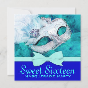 Convites de Festa de Máscaras Azul Turquesa