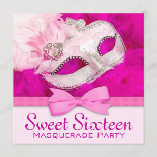 Convites de Festa de Máscaras Rosa Quente