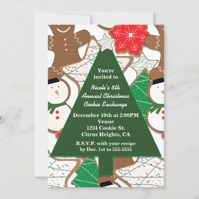 Convites de Festa de Natal Biscoitos de Natal & Ár (Frente)
