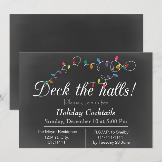 Convites de festa de Natal com Luzes de Natal em q (Frente/Verso)