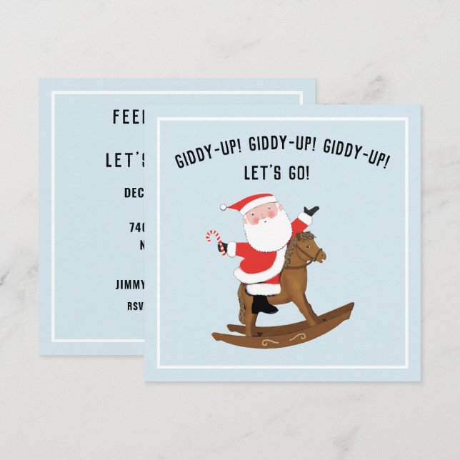 Convites de festa de Natal Giddy-up (Frente/Verso)