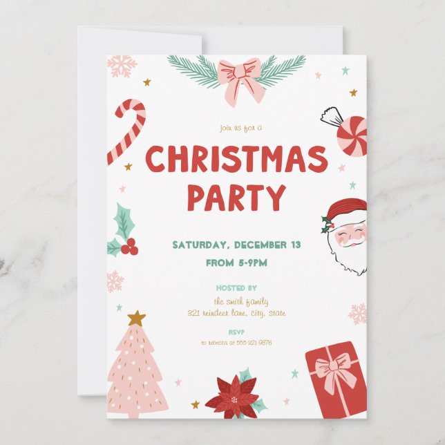 Convites de festa de Natal para crianças com tema  (Frente)