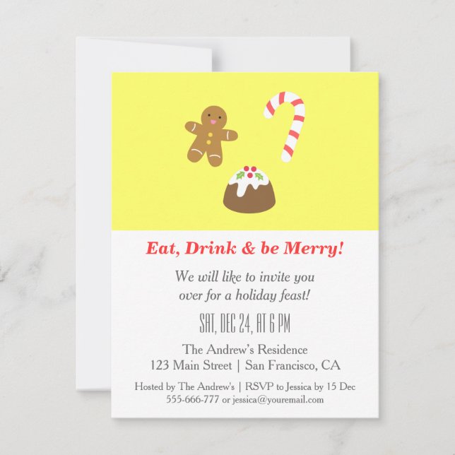 Convites de Festa de Natal Yummy Goodies Treats (Frente)