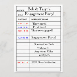 Convites de Festa de noivado "Cartão de Biblioteca