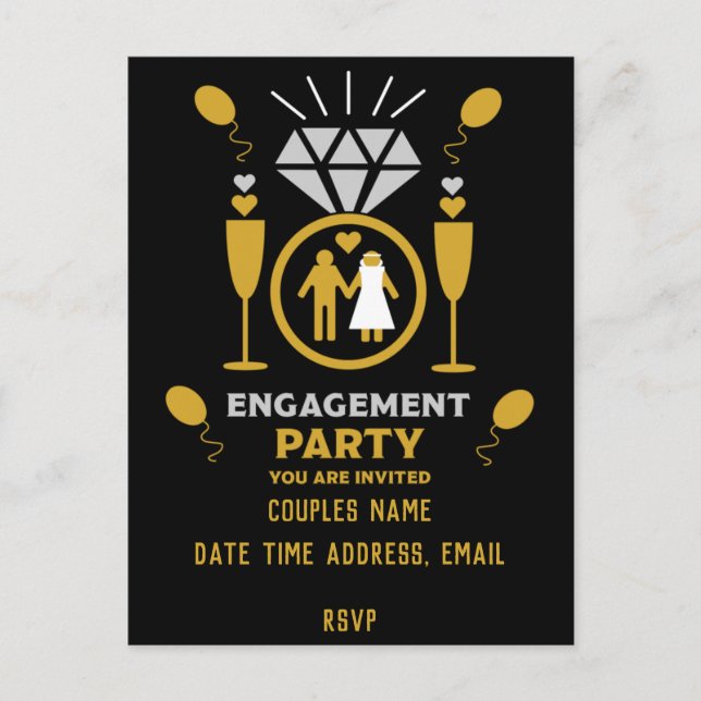 Convites de festa de noivado engraçados originais (Frente)