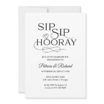 Convites de Festa de Noivado Sip Sip Hooray