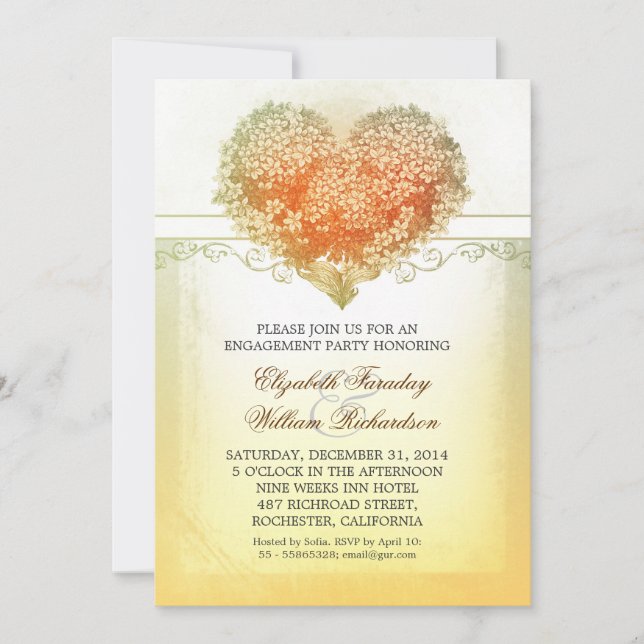 convites de festa de noivado vintage (Frente)