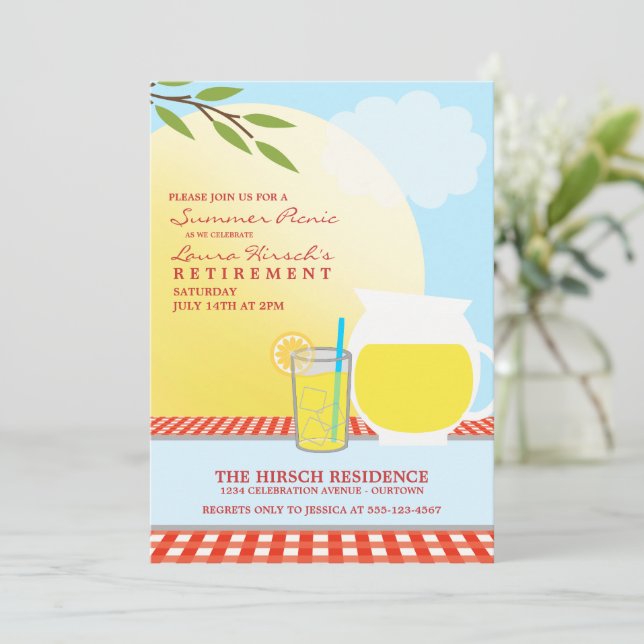 Convites de Festa de Piquenique de Verão Ensolarad (Em pé/Frente)