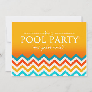 Convites de festa de piscina Chevron modernos