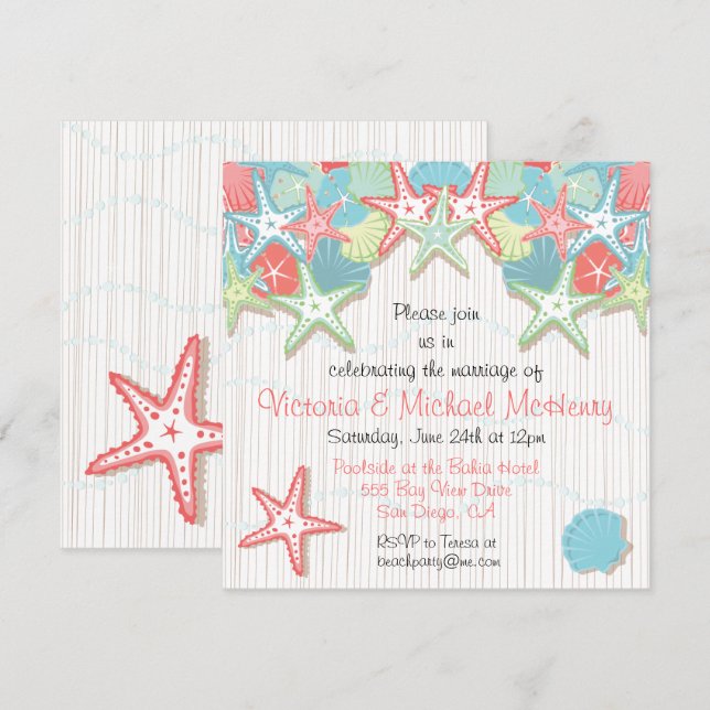 Convites de festa de recepção de casamento pós-cas (Frente/Verso)