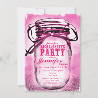 Convites de Festa de solteira de Mason Jar Rosa