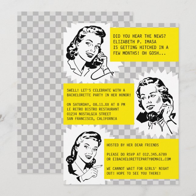 Convites de Festa de solteira para Gals de Reprodu (Frente/Verso)