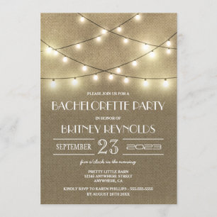 Convites de Festa de solteira Rustic Burlap