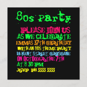Convites de Festa dos Anos 80
