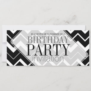 Convites de festa elegantes com Chevron Preto e Br