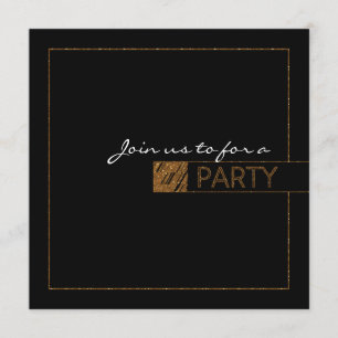 Convites de Festa Elegantes Preto e Dourado Lux Gl