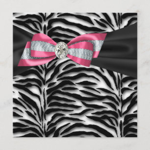 Convites de Festa Elegantes Zebra Rosa