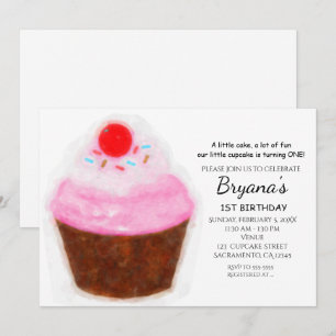 Convites de festa em aquarela de Grande Cupcake & 