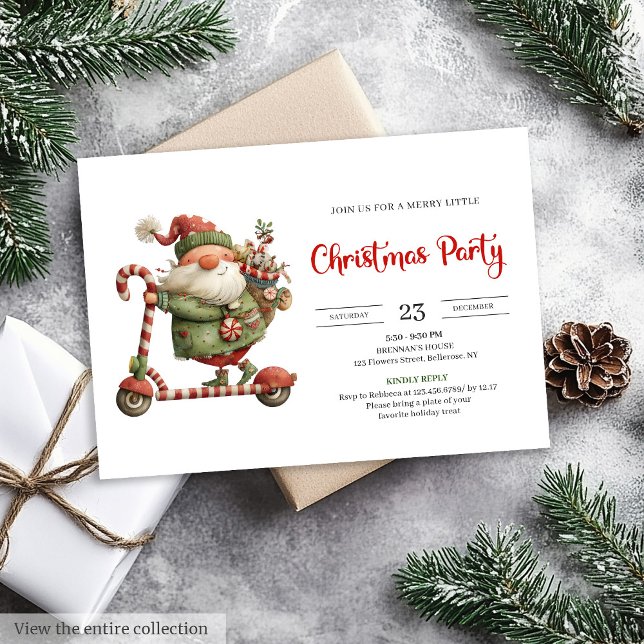 Convites de Festa Escandinavos de Natal em Aquarel (Quirky Santa Watercolor Scandinavian Party Invitation

)