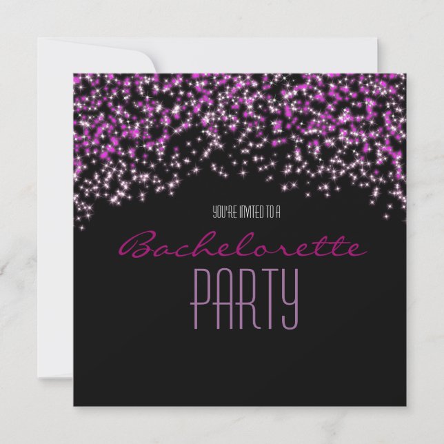 Convites de Festa Glam Black Pink Brilho Lantejoul (Frente)