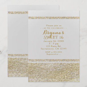 Convites de Festa Glam Chic Dourado Branco e Espel