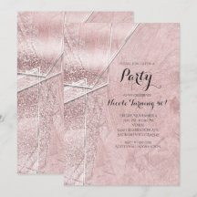 Convites de festa Glam Pink Shimmer Cristal Vidro