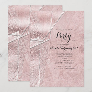 Convites de festa Glam Pink Shimmer Cristal Vidro