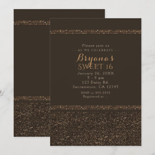 Convites de Festa Glamour Brilhante Chic Bronze Ma