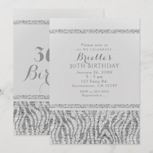 Convites de Festa Glamour Lantejoulas Brilho Zebra