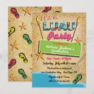 Convites de Festa Luau na Praia Tropical