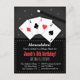 Convites de festa mágica com cartas de baralho