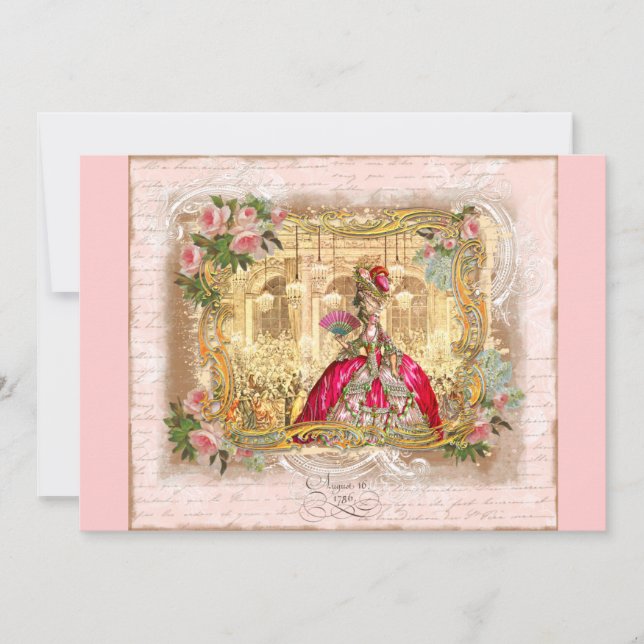 Convites de festa Marie Antoinette em Versalhes (Frente)