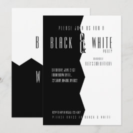 Convites de festa modernos, preto e branco