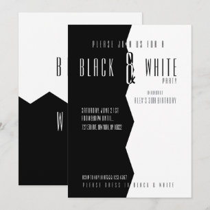 Convites de festa modernos, preto e branco