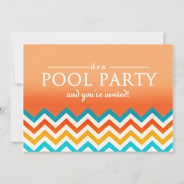 Convites de festa na piscina com estilo Chevron mo (Frente)