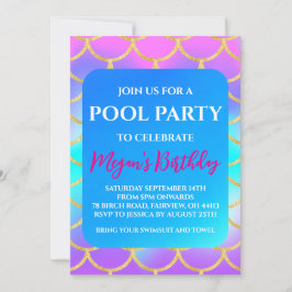 convites de festa na piscina de sereia