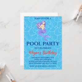 convites de festa na piscina de sereia