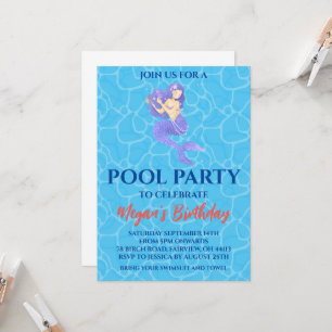 convites de festa na piscina de sereia