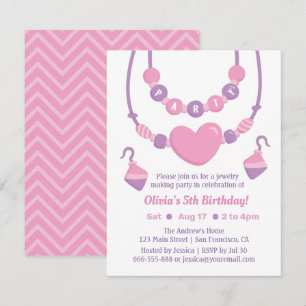 Convites de festa para meninas fazerem jóias rosa