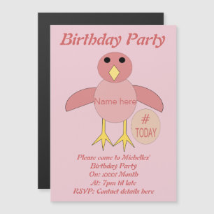 Convites de festa personalizados de frango rosa pa