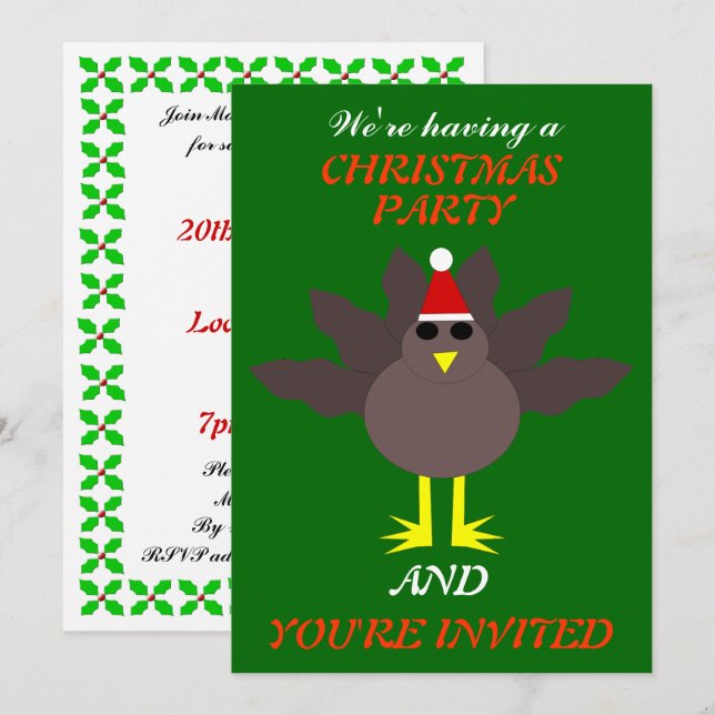 Convites de festa personalizados de peru de Natal  (Frente/Verso)