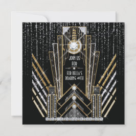 Convites de Festa Roaring Gatsby Art Deco Bling