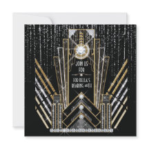 Convites de festa Roaring Gatsby Art Deco Brilho