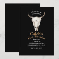 Convites de Festa Rústicos Boho Boêmios Vaca Touro
