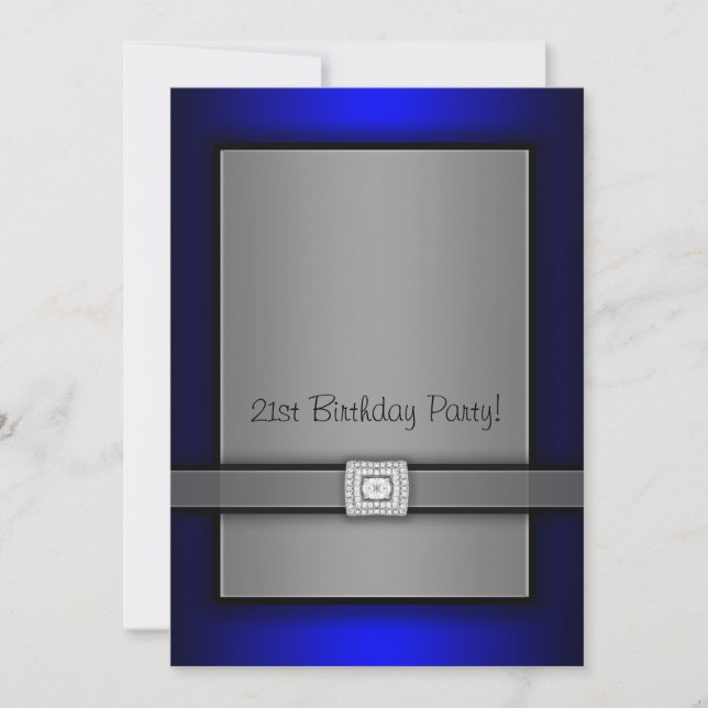 Convites de festas aniversário de 21 anos azuis e  (Frente)