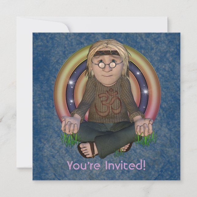 Convites de festas ao quadrado Hippy 60 (Frente)