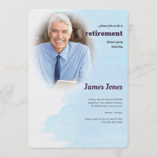 Convites de festas azuis da aposentadoria da foto