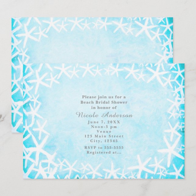 Convites de festas Azuis-de-Aqua-Aqua-pintados (Frente/Verso)