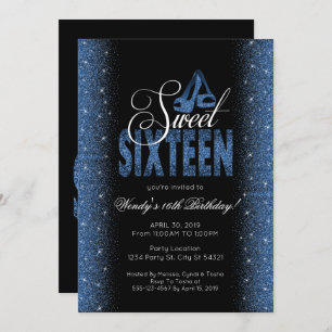 Convites de festas azuis do doce 16 da safira