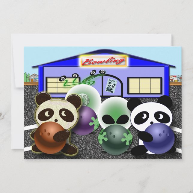 Convites de festas Boliches personalizáveis (Frente)